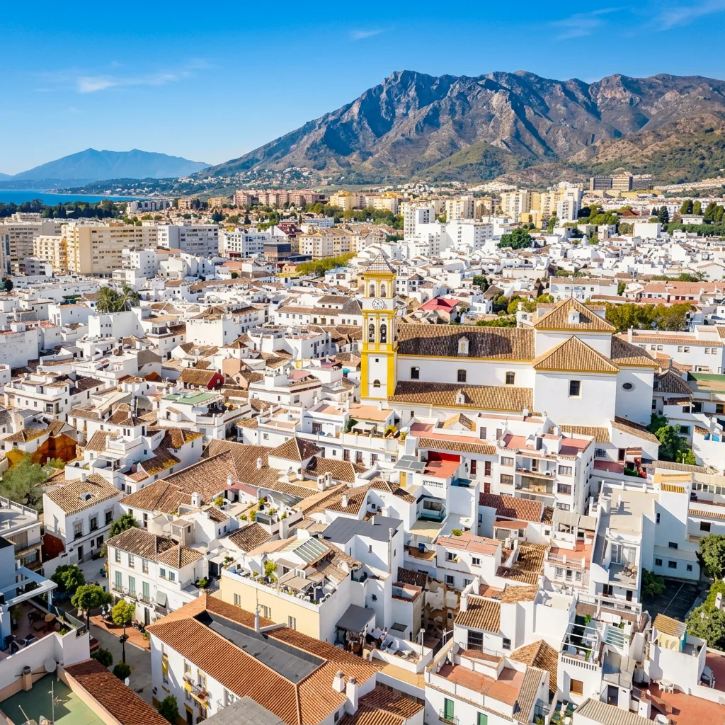 Vista aérea de Fuengirola con paseo marítimo, comercio y zonas turísticas